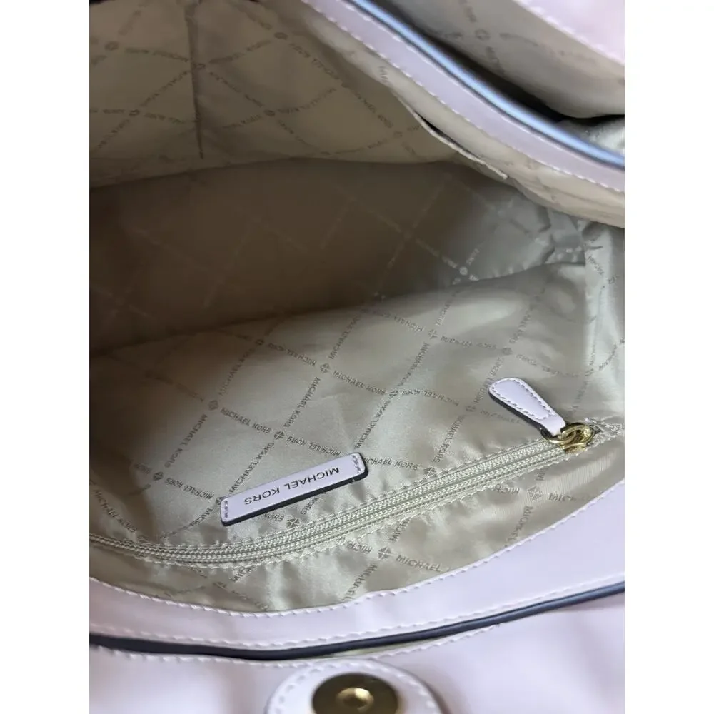 Michael Kors Trisha Large Logo Shoulder Bag Purse Powder Blush Pink